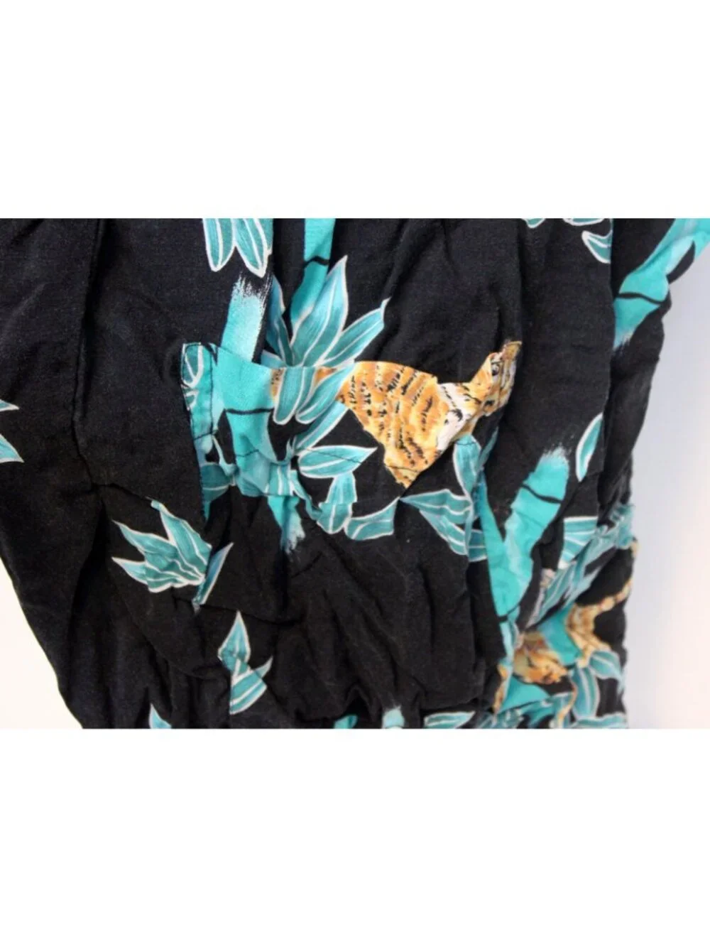 1980sSweethearts Mens Bathrobe Rose Asian Tiger Bamboo Print sz Med Short Belt